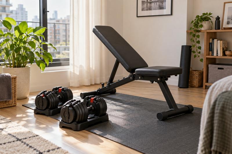 Poucos metros quadrados bem organizados são suficientes para um treino completo.